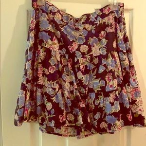 Navy Floral Mini ruffle skirt